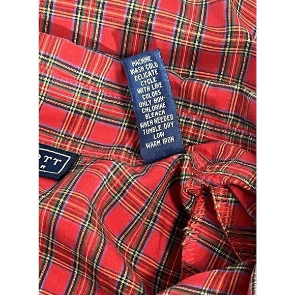 Vtg Karen Scott Red Green Tartan Plaid Velvet Trim Poinsettia Collar Shirt Sz L - Picture 9 of 9